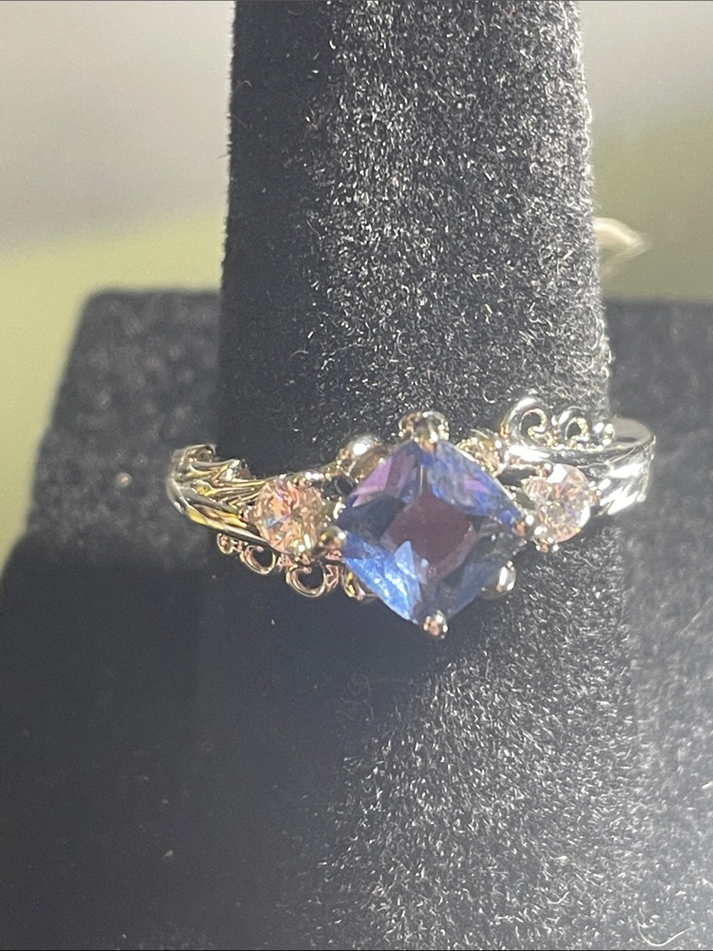 Bomb Party Silver Rhodium plating Ice Blue Sapphire - Size 7 Retail $62